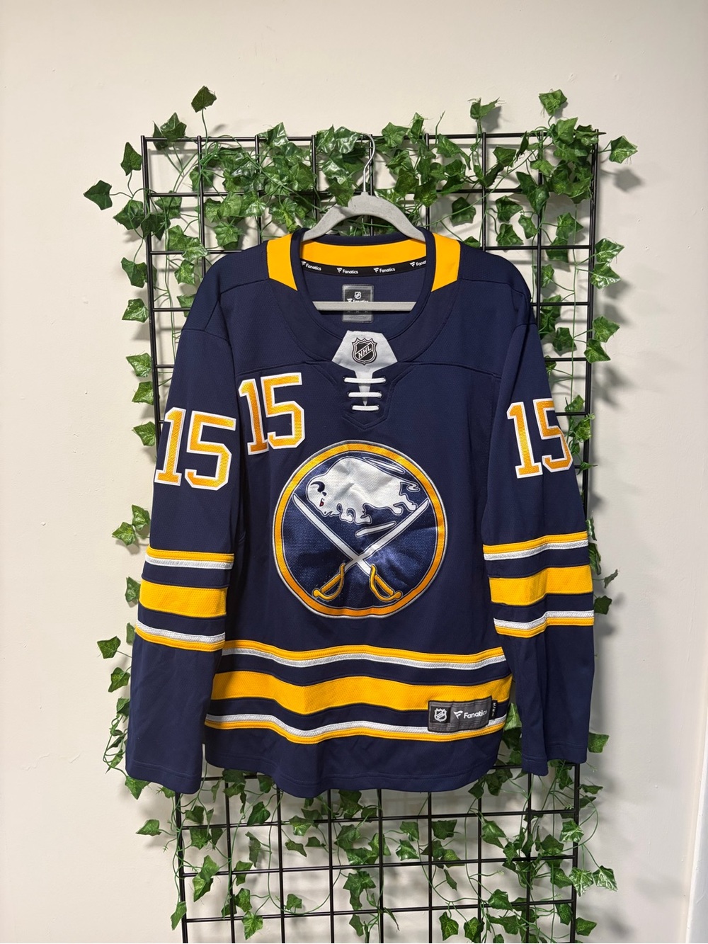 NHL Buffalo Sabres Jack Eichel #15 Navy and Gold Replica Hockey Jersey